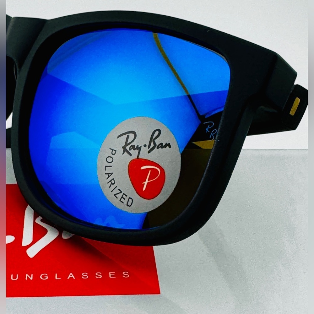 Ray-Ban Justin Sunglasses RB4165 Matte Rubber Black Frame Blue Mirror Lenses - Picture 14 of 15